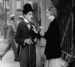 Charlie Chaplin and Virginia Cherrill  in "CityLights" (1931).